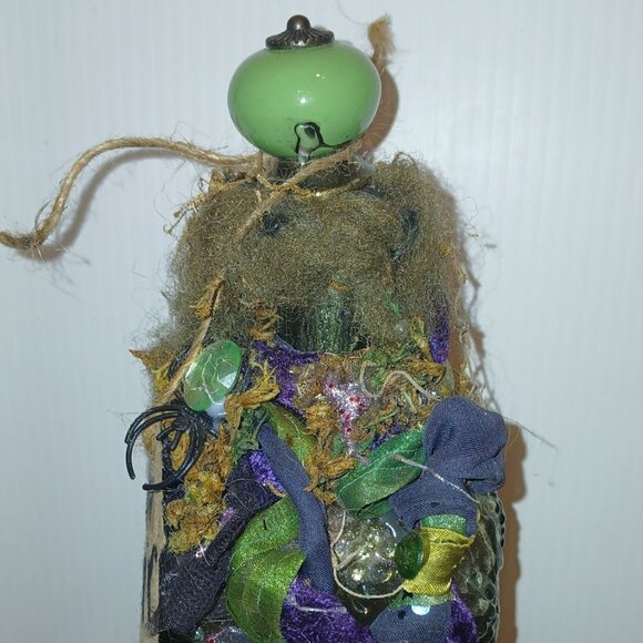 Apothecary Halloween bottle, altered art potion bottles, mixed media apothecary - Picture 1 of 9